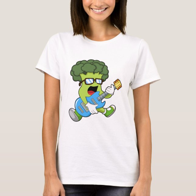 Broccoli als Musiker mit Gitarre T-Shirt (Vorderseite)