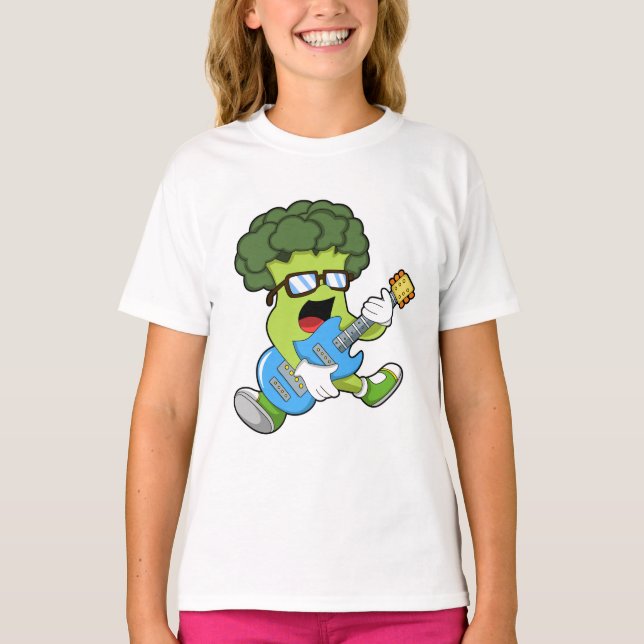 Broccoli als Musiker mit Gitarre T-Shirt (Vorderseite)