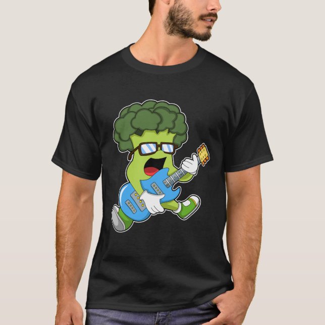 Broccoli als Musiker mit Gitarre T-Shirt (Vorderseite)