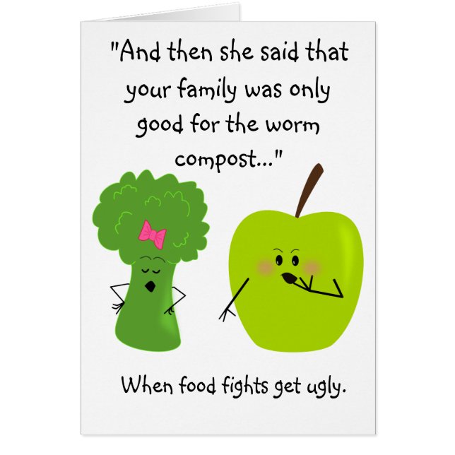 Broccoli and Apple Funny Earth Day Card (Vorne)