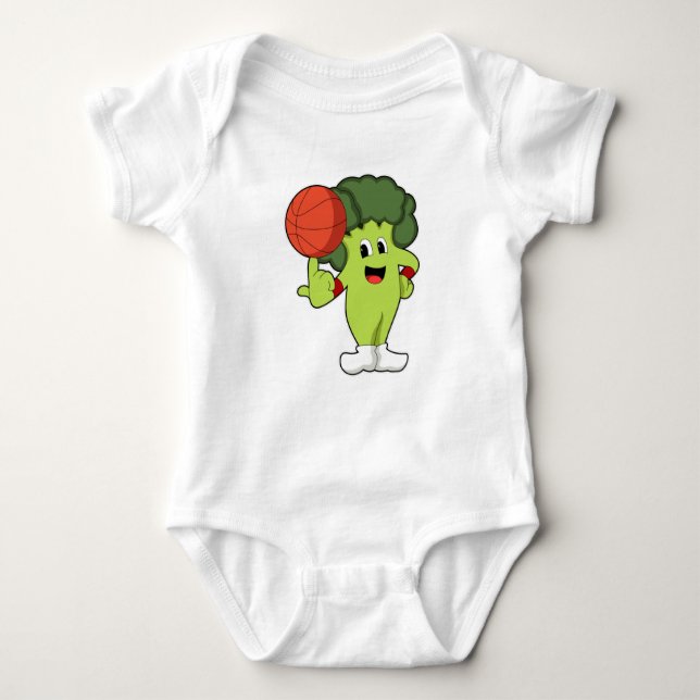Broccoli beim Basketballsport Baby Strampler (Vorderseite)
