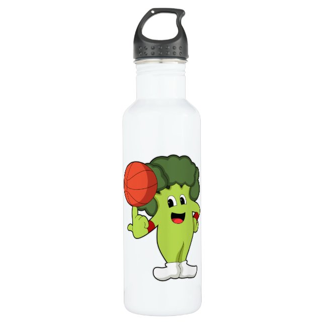 Broccoli beim Basketballsport Edelstahlflasche (Vorderseite)