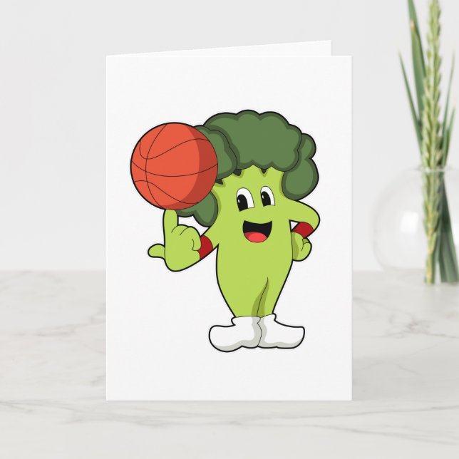 Broccoli beim Basketballsport Karte (Vorderseite)