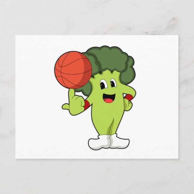 Broccoli beim Basketballsport Postkarte (Vorderseite)