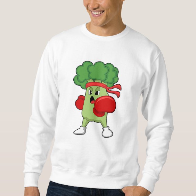 Broccoli beim Boxen mit Boxhandschuhen Sweatshirt (Vorderseite)