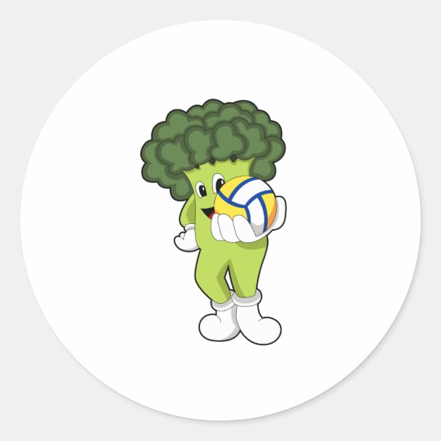 Broccoli beim Volleyball-Sport Runder Aufkleber (Vorderseite)