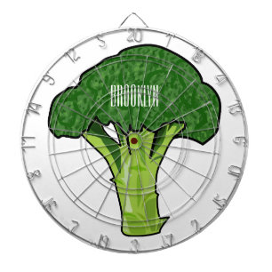 Broccoli Cartoon Illustration Dartscheibe