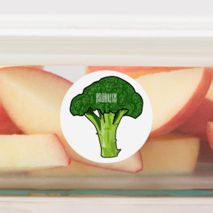 Broccoli Cartoon Illustration Etiketten