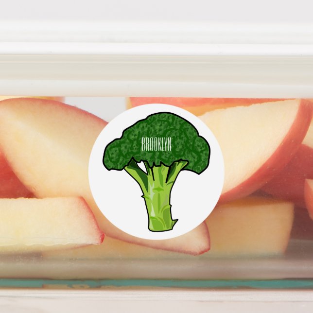 Broccoli Cartoon Illustration Etiketten (Befestigt)