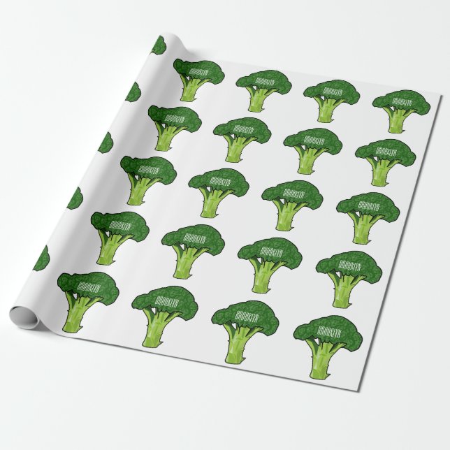 Broccoli Cartoon Illustration Geschenkpapier (Ungerollt)