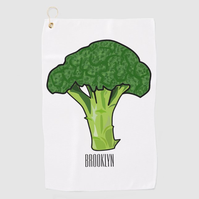 Broccoli Cartoon Illustration Golfhandtuch (Vorderseite)