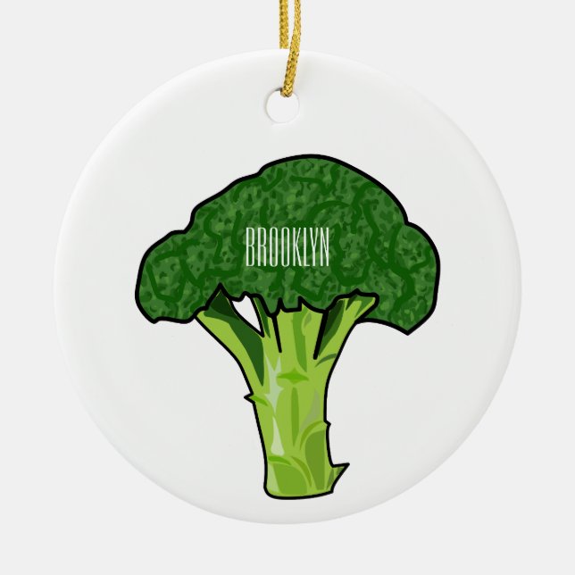 Broccoli Cartoon Illustration Keramik Ornament (Vorne)