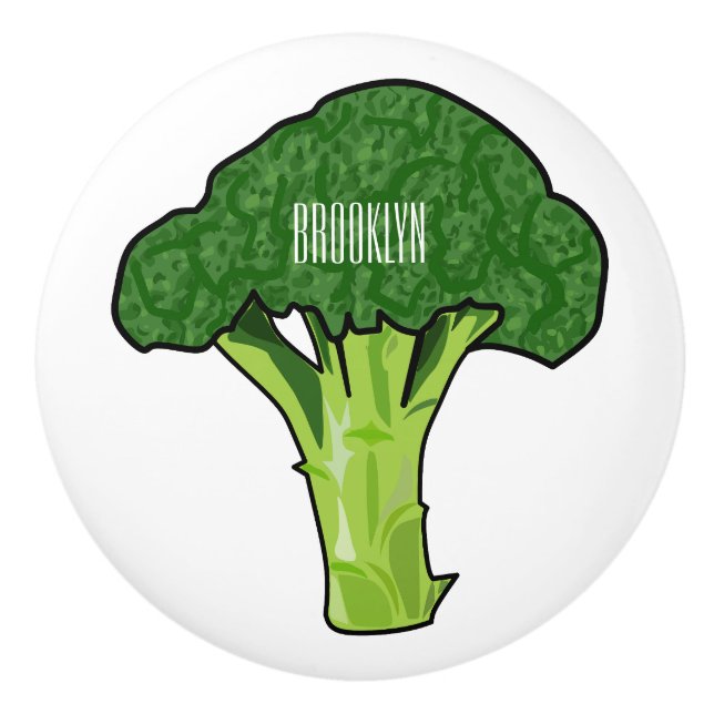 Broccoli Cartoon Illustration Keramikknauf (Vorderseite)