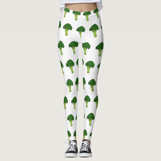 Broccoli Cartoon Illustration Leggings (Vorderseite)