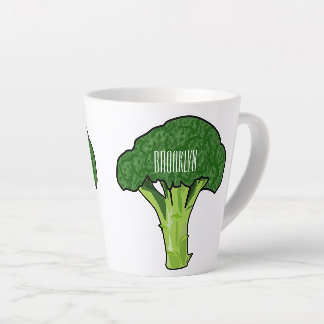 Broccoli Cartoon Illustration Milchtasse (Rechte Ecke)