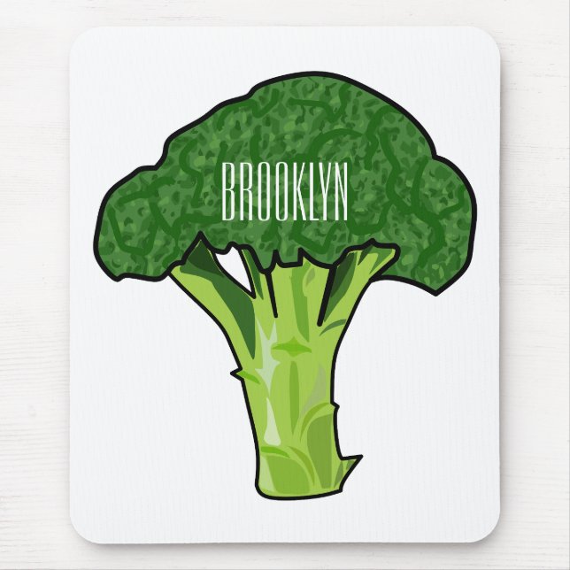 Broccoli Cartoon Illustration Mousepad (Vorne)