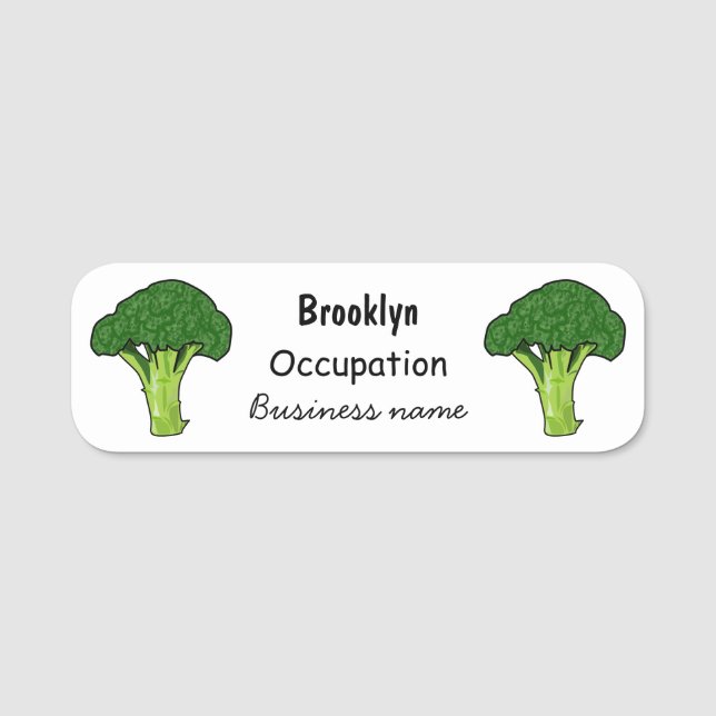 Broccoli Cartoon Illustration Namensschild (Vorderseite)