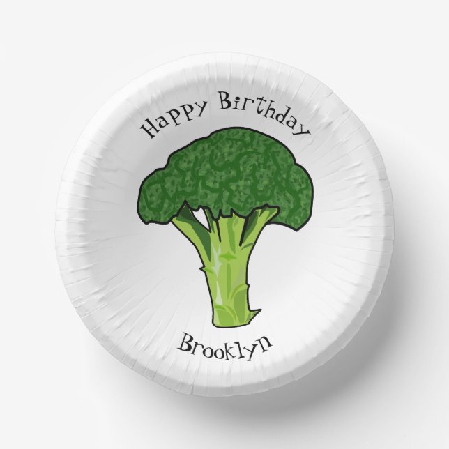 Broccoli Cartoon Illustration Pappteller (Vorderseite)