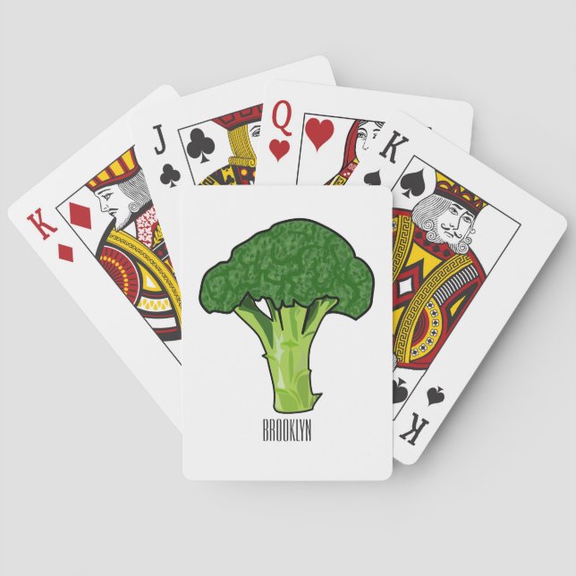 Broccoli Cartoon Illustration Spielkarten (Rückseite)