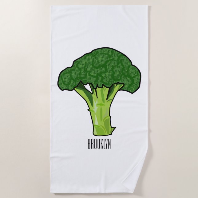 Broccoli Cartoon Illustration Strandtuch (Vorderseite)