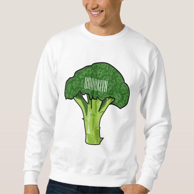 Broccoli Cartoon Illustration Sweatshirt (Vorderseite)