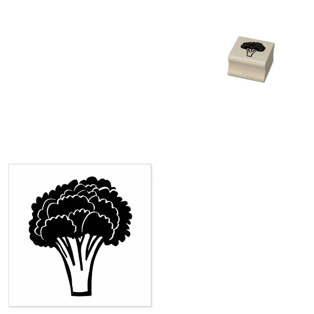 Broccoli Carved Linocut Look Clean Cut Gummistempel (Stempel)