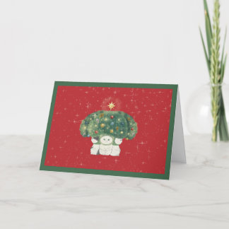 【Broccoli Cats Christmas Card】 -Red- Dankeskarte