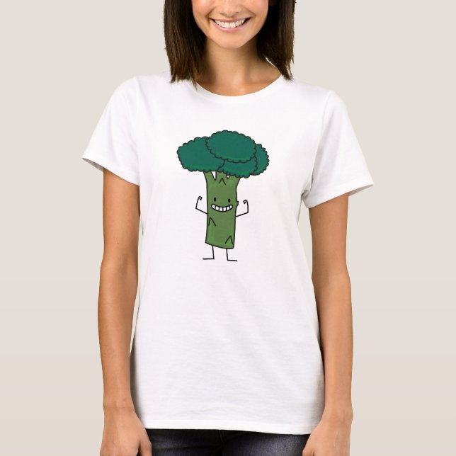 Broccoli Flechten Happy Baum Kopf grünes Gemüse T-Shirt (Vorderseite)