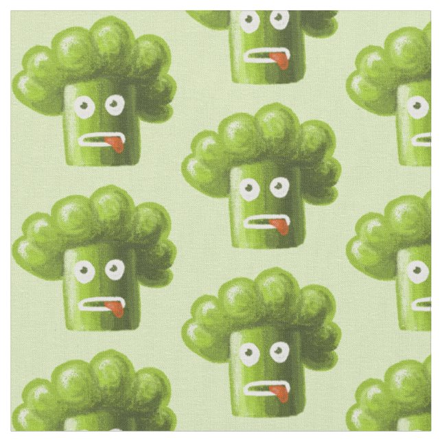 Broccoli Funny Vegan Vegetarian Pattern Stoff (Nahaufnahme)