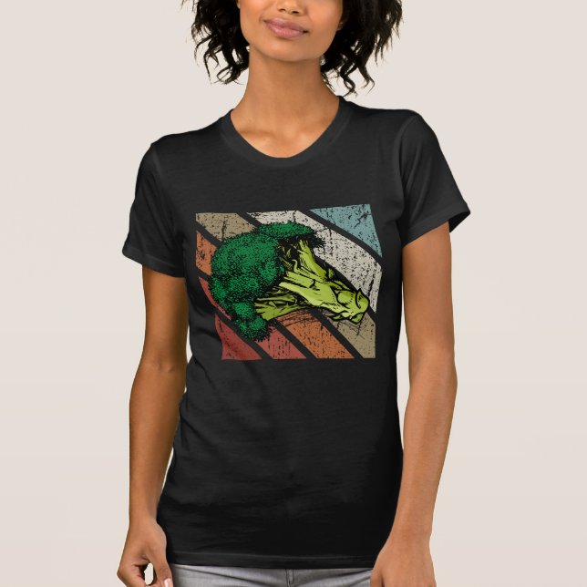 Broccoli Geschenk Retro Veganes Gemüse Broccoli T-Shirt (Vorderseite)