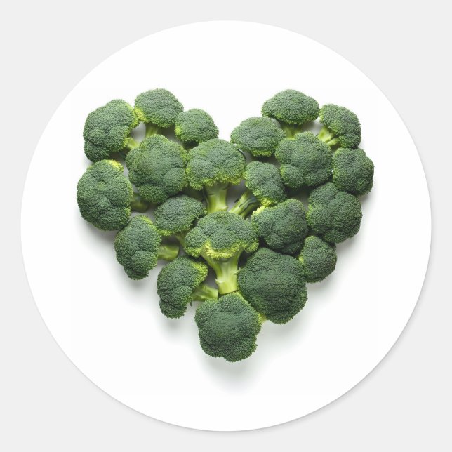 Broccoli Heart Runder Aufkleber (Vorderseite)