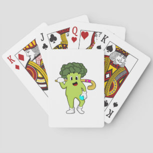Broccoli im Hockey mit Hockey-Fledermaus Spielkarten