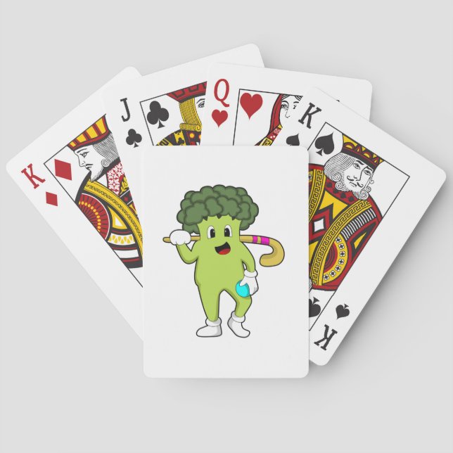 Broccoli im Hockey mit Hockey-Fledermaus Spielkarten (Rückseite)