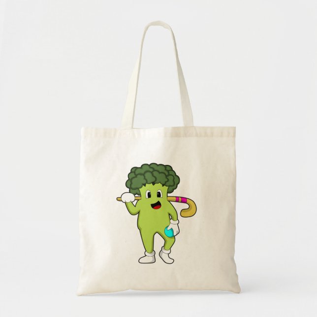 Broccoli im Hockey mit Hockey-Fledermaus Tragetasche (Vorne)