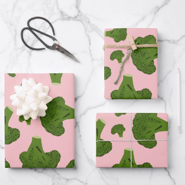 Broccoli Pattern Geschenkpapier Set (Vorderseite)