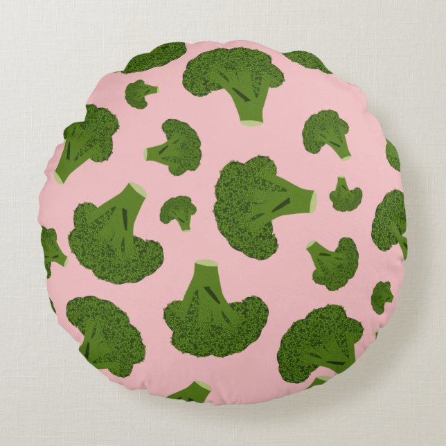 Broccoli Pattern Rundes Kissen (Vorderseite)