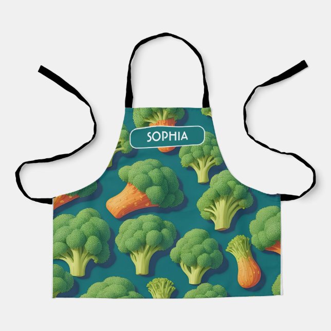 Broccoli Retro Personalisiertes Muster Schürze (Vorderseite)