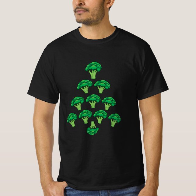 Broccoli veganer Weihnachtsbaum T-Shirt (Vorderseite)