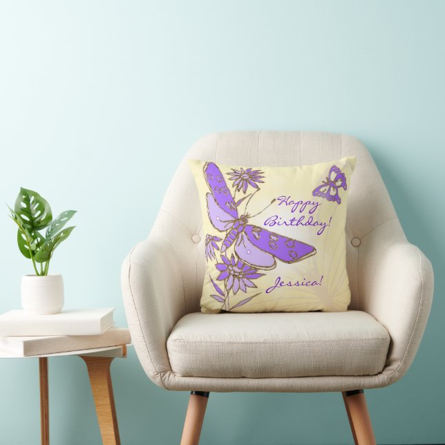 Brocher Papillon pourpre Jeter Oreiller (Chaise)