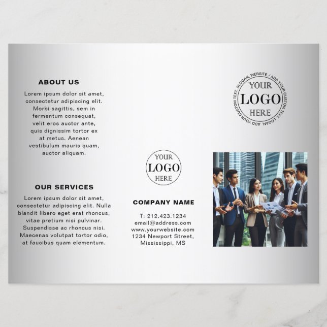 Brochure de logo personnalisé avec fond gris flou (Devant)