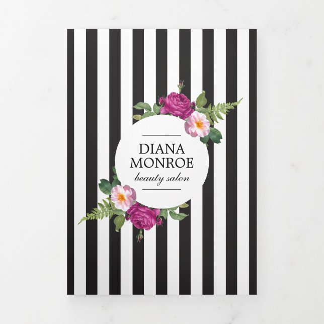 Brochure de salon à rayures florales moderne (Page de couverture)