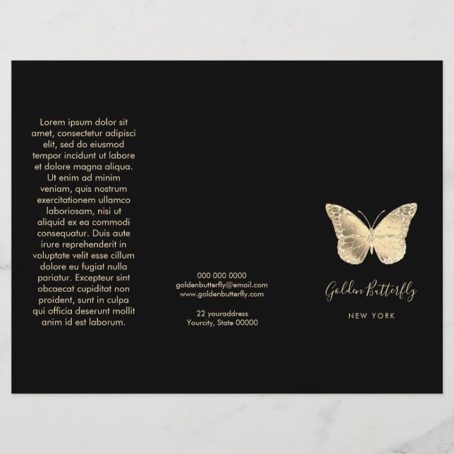brochure du logo papillon en feuille d'or faux (Devant)