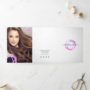 Brochure du logo rond peint en rose luxe