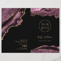 Brochure du menu du service agate mauve foncé