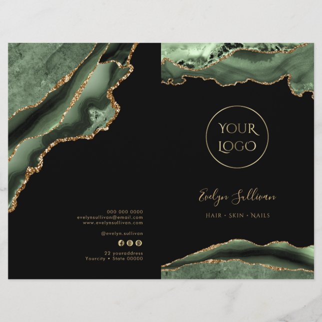 brochure du menu du service agate vert sauge (Devant)
