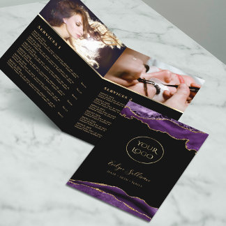 brochure du menu du service d'agrafage violet et o