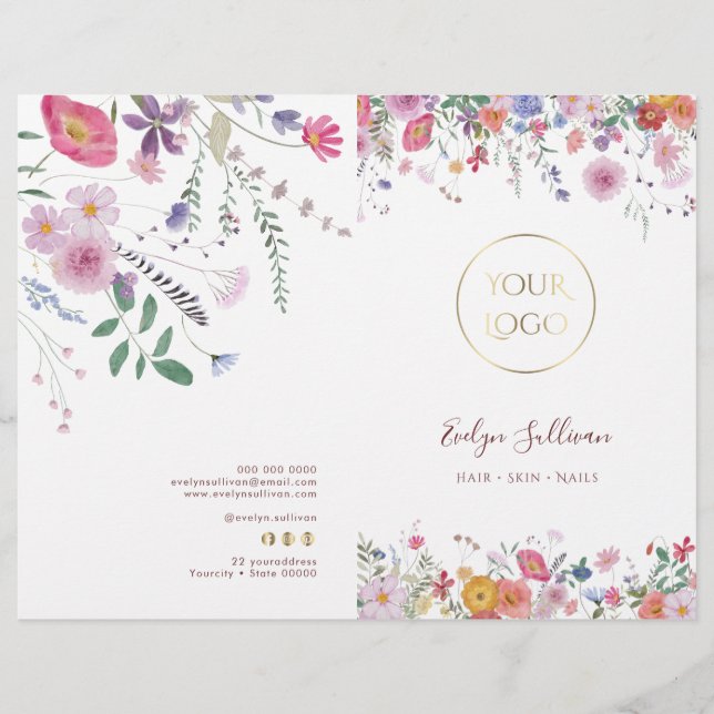 Brochure du menu du service fleur sauvage frais (Devant)