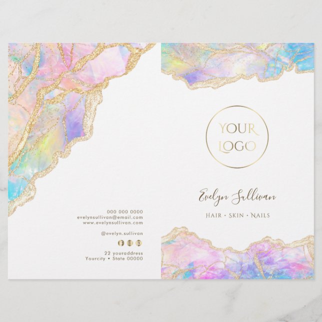 Brochure du menu du service opus rose bleu (Devant)