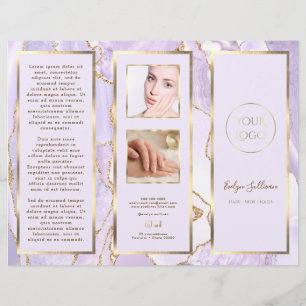 Brochure élégante de lavande et d'agate d'or
