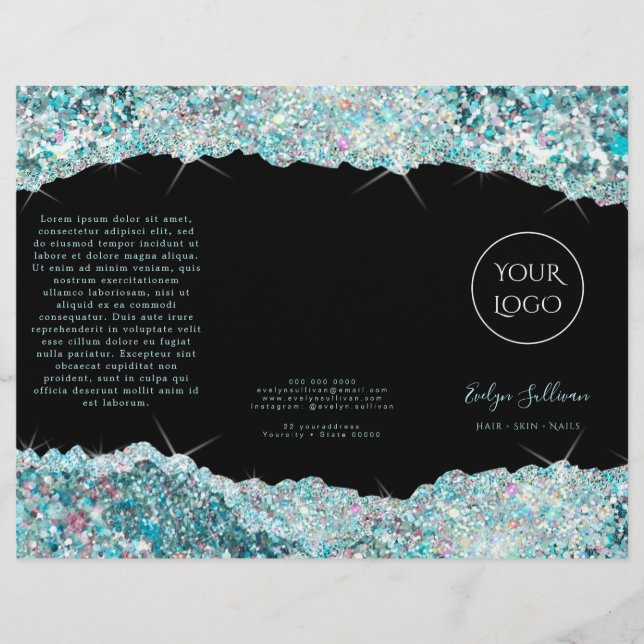 Brochure Faux parties scintillant turquoise (Devant)